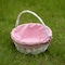 Wickerwise White Round Willow Gift Basket with Pink and White Gingham Liner and Sturdy Foldable Handles, Small QI004620.PK.S - alternate 4
